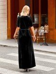 MEROKEETY Women's Black Velvet Maxi Dress