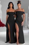 Elegant Black Off-Shoulder Bodycon Evening Dress