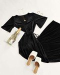 MEROKEETY Women's Black Velvet Maxi Dress