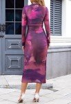 Plum Tie Dye Bodycon Maxi Dress for Women