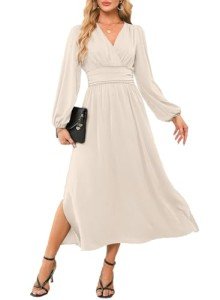 Elegant White Wrap V-Neck Maxi Dress for Weddings