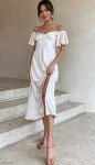 Elegant Off Shoulder Satin Midi Dress for Women