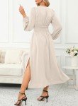 Elegant White Wrap V-Neck Maxi Dress for Weddings