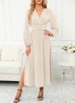 Elegant White Wrap V-Neck Maxi Dress for Weddings