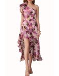 Floral One-Shoulder High Low Summer Dress