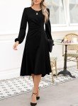 Elegant Black Midi Dress with Long Sleeves