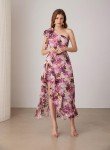 Floral One-Shoulder High Low Summer Dress