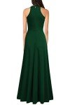 Green Halter Neck Split Maxi Dress for Women