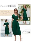 Elegant Green Midi Dress for Wedding Guests
