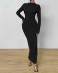 Elegant Black Bodycon Maxi Dress for Women