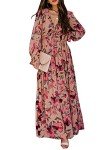 Women's Floral Deep V Neck Maxi Dress