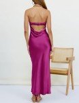 Eggplant Satin Strapless Bodycon Maxi Dress - Small