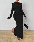 Elegant Black Bodycon Maxi Dress for Women