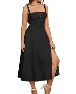 Midi Corset Lace-Up Wedding Guest Dress