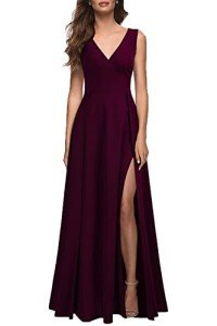 Burgundy V Neck Sleeveless Formal Cocktail Dress
