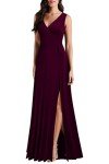 Burgundy V Neck Sleeveless Formal Cocktail Dress