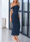 Navy Off-The-Shoulder Ruched Maxi Dress for Women