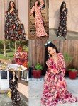 Women's Floral Deep V Neck Maxi Dress