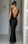 Elegant Black Satin Sleeveless Maxi Dress for Women