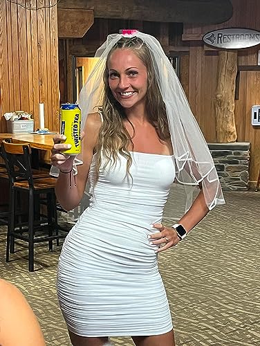 BEAGIMEG Women's Sexy Spaghetti Strap Bodycon Ruched Club Mini Party Dress White