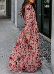 Women's Floral Deep V Neck Maxi Dress