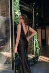 Elegant Black Satin Sleeveless Maxi Dress for Women
