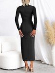 MIROL Women's Black Long Sleeve Bodycon Maxi Dress