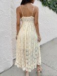 CUPSHE Sleeveless Lace Maxi Beach Dress - Beige