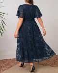 Navy Plus Size Wrap Maxi Dress for Weddings