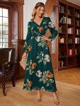 Emerald Green Boho Floral Maxi Dress for Women