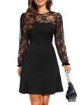Holipick Black Lace Long Sleeve Cocktail Dress