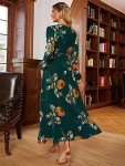 Emerald Green Boho Floral Maxi Dress for Women