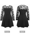 Holipick Black Lace Long Sleeve Cocktail Dress