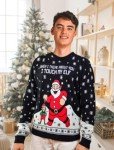 I Touch My Elf Funny Ugly Christmas Sweater for Men Women Santa Hilarious Xmas Adult Unisex Sweaters Medium Multicolor