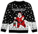 I Touch My Elf Funny Ugly Christmas Sweater for Men Women Santa Hilarious Xmas Adult Unisex Sweaters Medium Multicolor