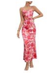Milumia Women's Floral Cut Out Backless Maxi Dress Ruched Sleeveless Long Cocktail Party Dresses Pink X-Small