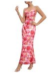 Milumia Women's Floral Cut Out Backless Maxi Dress Ruched Sleeveless Long Cocktail Party Dresses Pink X-Small