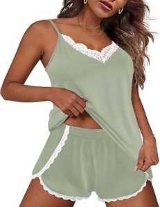 Ekouaer Lace Pajama Set for Women Summer Sleepwear