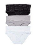 Motherhood Maternity Women's Maternity 3 Pack Panties S-3X, Flat Grey, Plein air, B/W Dot, 2X