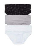 Motherhood Maternity Women's Maternity 3 Pack Panties S-3X, Flat Grey, Plein air, B/W Dot, 2X