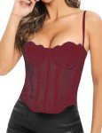 Wine Red Lace Corset Top for Women