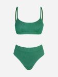 Emerald Green Bikini Set: High Waisted, Adjustable Straps