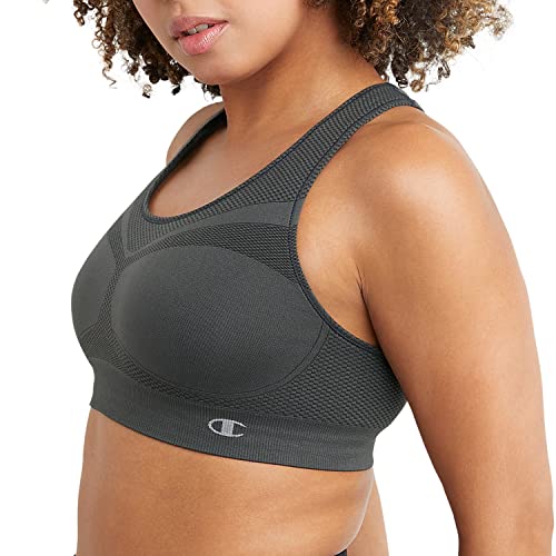 Champion, Infinity Racerback, Moderate Support, Seamless Sports Bra for Women, Asphalt, X-Large