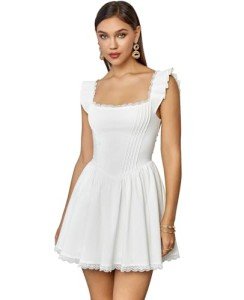 Trendy White Square Neck Mini Corset Dress
