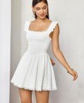 Trendy White Square Neck Mini Corset Dress