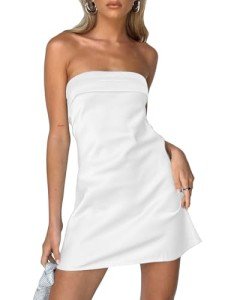 Backless Satin Silk Mini Dress - White