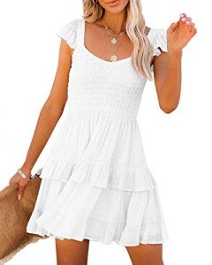 Boho Smocked Ruffled Mini Dress for Summer