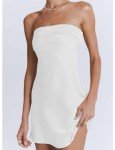Backless Satin Silk Mini Dress - White