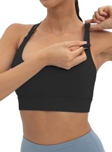 V VOCNI Nursing Bras for Breastfeeding Maternity Sports Bras Tank Top Sexy Crisscross Back Workout Yoga Pregnancy Bra Black Medium
