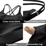 V VOCNI Nursing Bras for Breastfeeding Maternity Sports Bras Tank Top Sexy Crisscross Back Workout Yoga Pregnancy Bra Black Medium